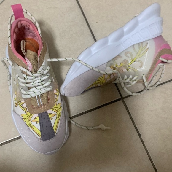 Versace Pink and White Women's Sneakers - Picture 2 of 9